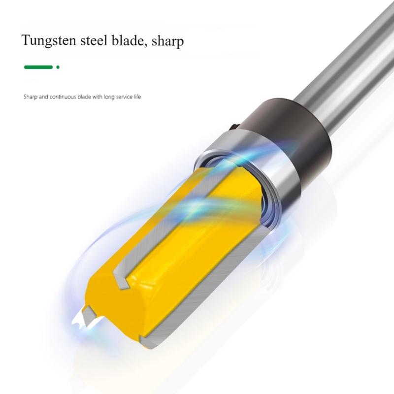 1/4" Shank Flush Trim Router Bit Set Double Edges Bearing Cutter for Fine Slotting In Wood Metal Plastic