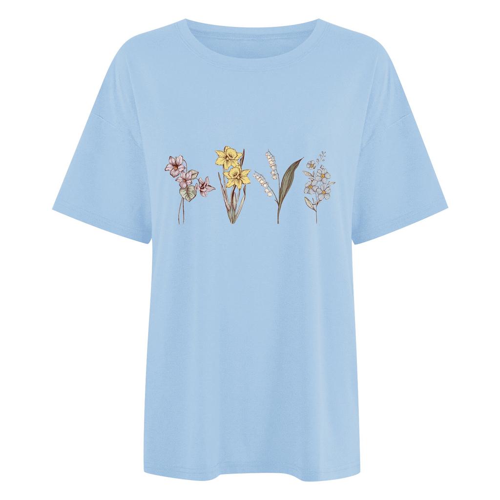 Women's Floral Trend Printed Fashion Cotton T-shirt