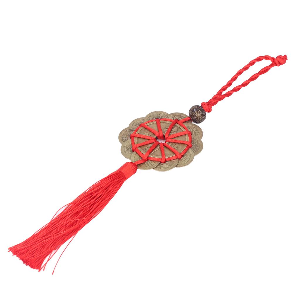 Chinese Feng Shui Coins Fortune Money with Red String Hanging Ornament for Chinese New Year