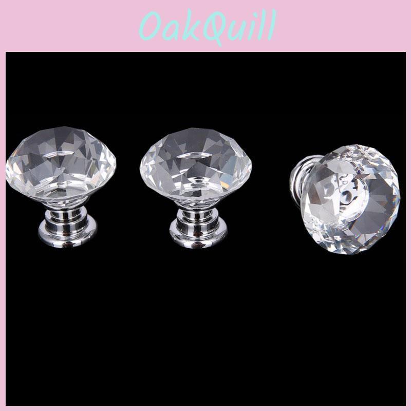 Classic Appeal 10pcs Crystal Glass Knobs With Diamond Shape For Cabinets