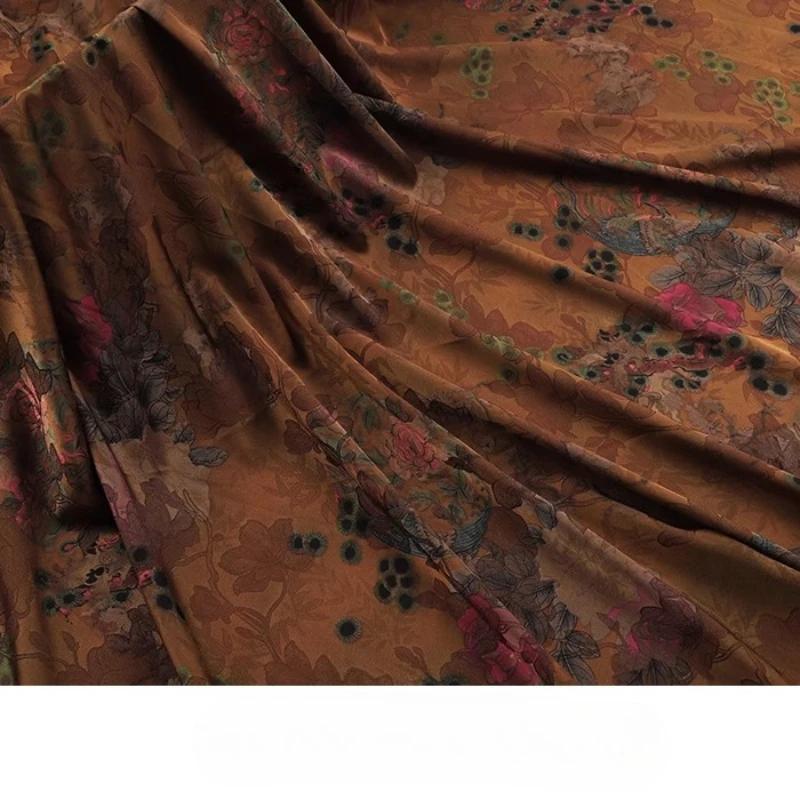 Chinese-style Imitation Silk Cloud Gauze High-end Fabric Soft Cotton Silk Printed Fabric DIY Cheongsam Dress Hanfu Clothing