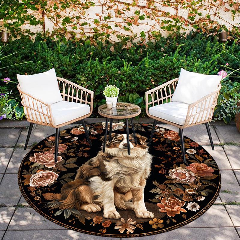 Sheepdogs & Birds Pattern Round rug,Carpet Rug for Living Room Bedroom Playroom ,Non-slip Floor Mat,Holiday Gifts and Birthday Gifts.