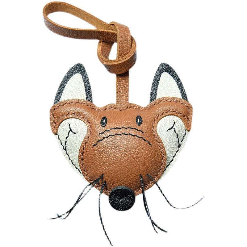 Fox Original Design Fox Leather Handmade Car Key Bag Pendant Personalized Niche Gift Keychain