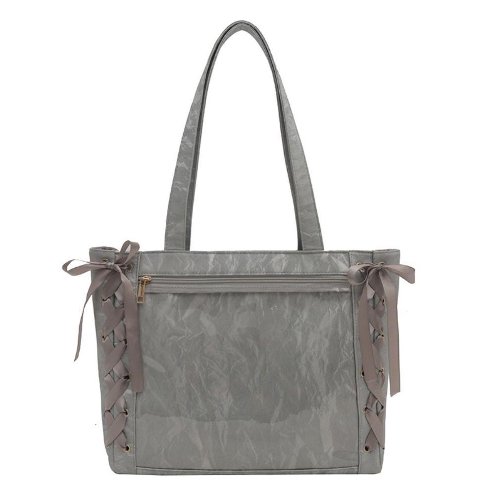 

Сумка-мешок на кулиске JK в балетном стиле, прозрачная сумка через плечо, креативный бант из ленты, итабаг, для студентов серебряный