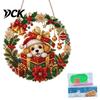 Christmas Window Decorations Faux Diamond Art Ornament, DIY Santa Claus Sun Catcher Kit, Rhinestone Acrylic Hanging Ornaments Xmas Wreath Ornament