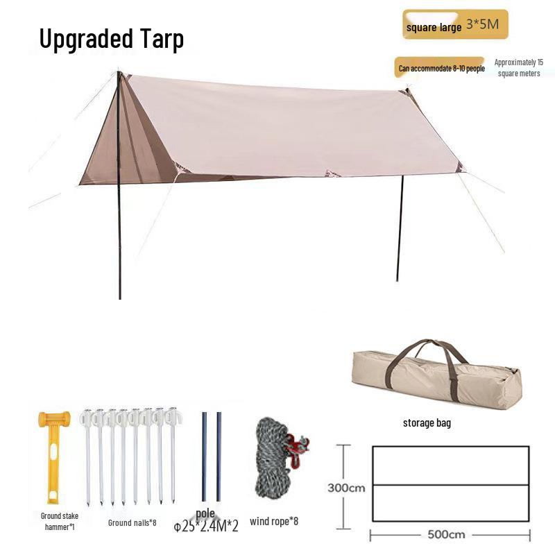 Ultra-Light Silver Coated Outdoor Canopy Tent with Sunshade & Waterproof Sun Protection for Camping, Cooking, and Picnics