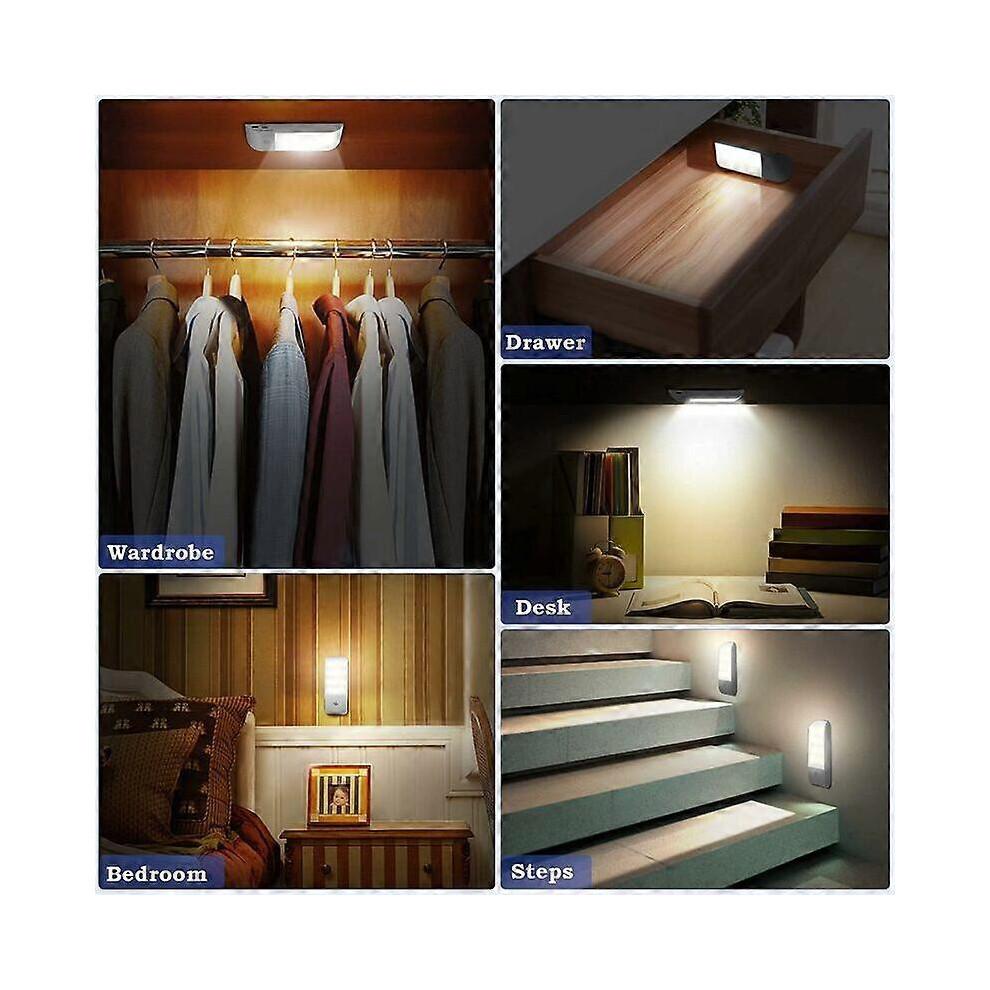 Auto LED [2 Pack], 12 LED USB Rechargeable Closet Night Lights with Motion Sensor Magnetic Adhesive Tape, 3 Modes (Auto/On/Off)