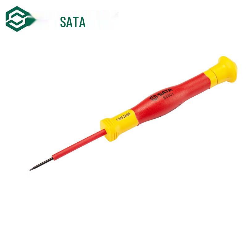 SATA VDE Insulated Slotted Precision Screwdriver 50mm Shaft Length
