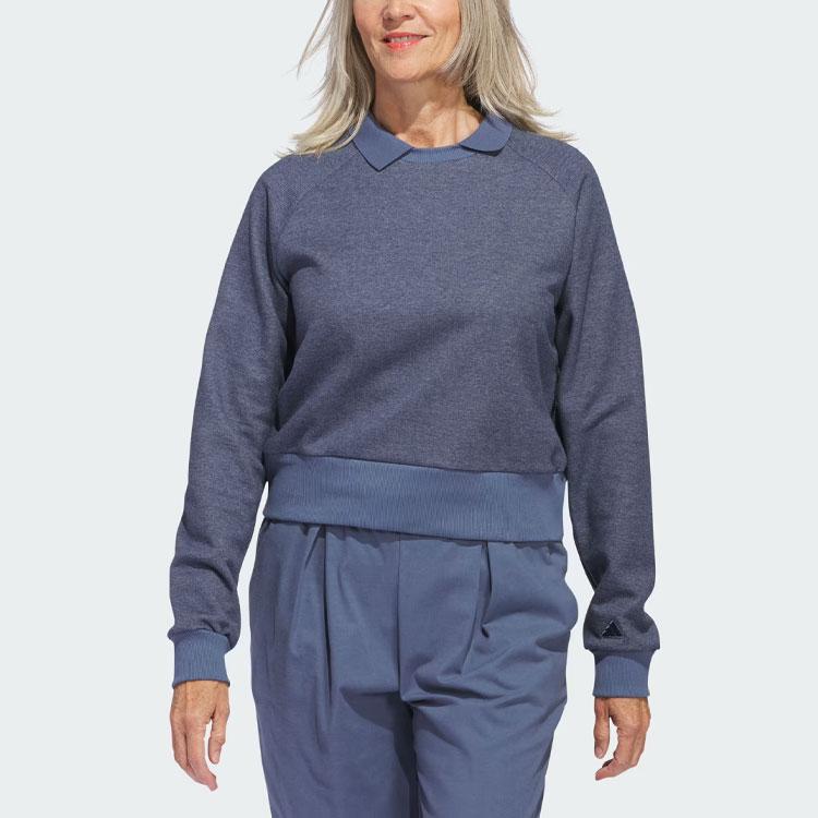 Adidas Go-To Sweatshirt Color Block Logo Short Sleeve Women Sweatshirt Dark-Blue IP4195