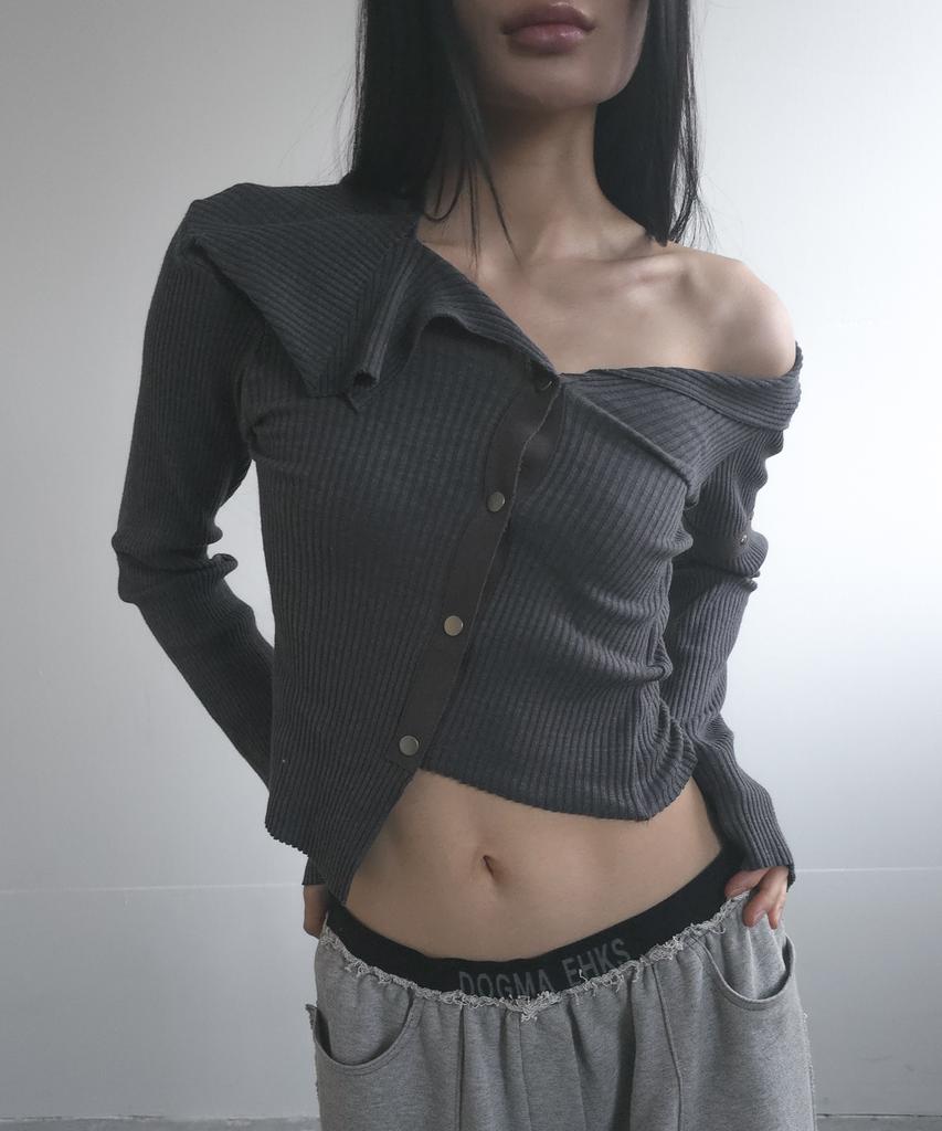 Dogma Ehks Square Knit Cardigan Gray
