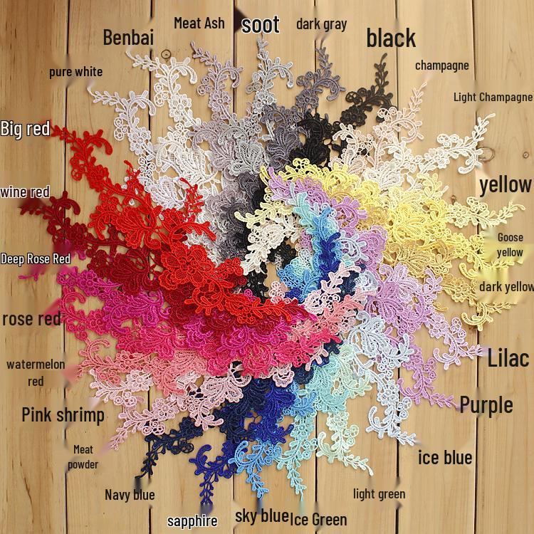 Colored Water-Soluble Lace Flower DIY Bridal Veil Accessories and Ornaments Off White, Pair Price