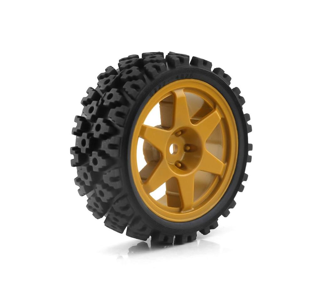 SHEAWA 110 RC Car Tires and Wheel Rims (4 Pieces) Accessories Compatible with Kyosho FW06, Tamiya TT01TT02, XV-01, Etc.