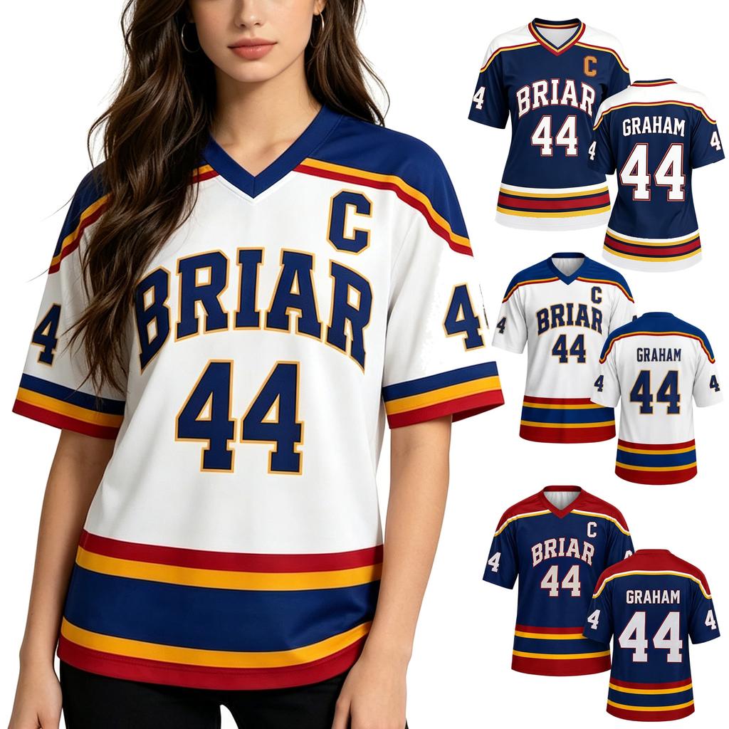 Men Women Unisex Ice Hockey Jersey Short Sleeve V Neck Sportswear Athletic Shirt Breathable Lightweight Fabric Durable Stitching