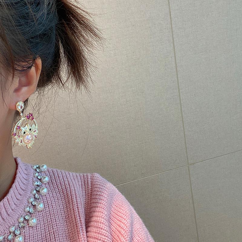 Owl Colored Beads Earrings Cute Animal Fashion Micro Stud Earrings Female