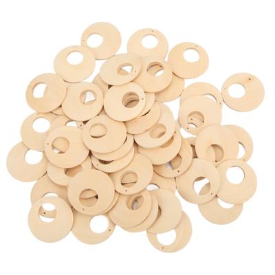 50 pièces Ébauches de boucles d'oreilles en bois Rond creux DIY Fabrication Facile à colorier Résistant à l'usure Léger Bijoux