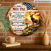 2D Flat, 1pc Portuguese Fathers Day Aluminum Sign, Vintage Deer Sunset Patriotic Design, "Para Meu Pai" Quote Decorative Sign for Home, Pub, Cabin