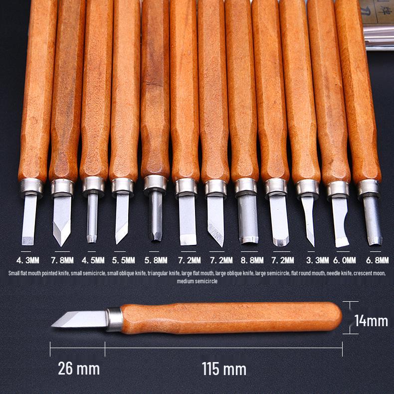 Zestaw noży do rzeźbienia w drewnie do ręcznego rzeźbienia, tworzenia stempli i pieczęci