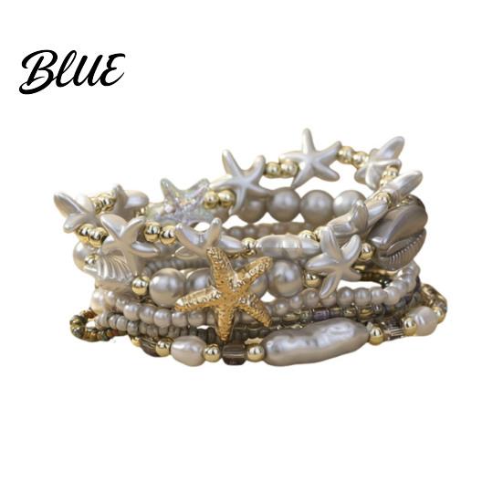 Starfish Beaded Bracelet 1 Set Bohemian Bracelets for Women Coastal