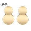 Thin Metal Sheet Earrings Chunky Circle Dangle Earrings, Geometric Stud Double Scratch Resistant Round Disc Large Jewelry for Women Elegant Simple