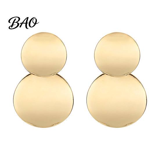 Thin Metal Sheet Earrings Chunky Circle Dangle Earrings, Geometric Stud Double Scratch Resistant Round Disc Large Jewelry for Women Elegant Simple