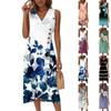 Beach Dresses For Women Spring Summer Elegant Wrap V Neck Floral Boho Dress Flowy Ruched Hawaiian Maxi Dress