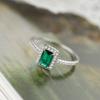 Inel de logodnă clasic, creativ, autentic S925, din argint sterling, dreptunghiular, cu patru smarald, geometric, retro, pentru femei