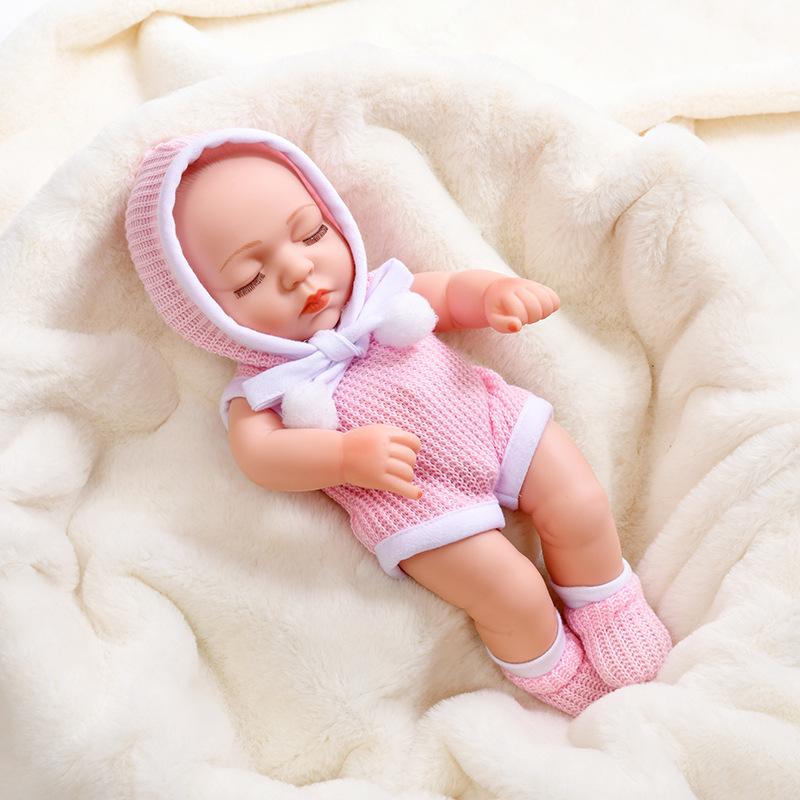 Mini 11-inch Reborn Doll with Closed Eyes, Simulation Baby Doll for Little Girls, Early Education Sleeping Doll