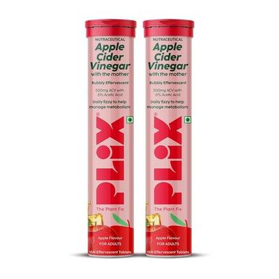 THE PLANT FIX Apfelessig Brausetablette mit Mutter | Unterstützt den Stoffwechsel I Mit 500mg ACV, Vit B6 & B12 I 2er Pack (30 Tabletten)