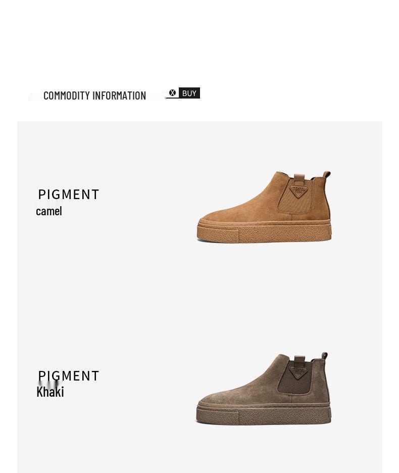 Chelsea Men's Retro Leather Martin High-Top Ankle Boots, One-Step, Thick-Soled, Versatile for Autumn/Winter.