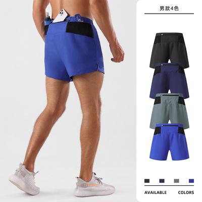 Men's Summer Quick Dry Fitness Sports Shorts Anti-exposure Double-layer Track and Field Marathon Running Short Pants