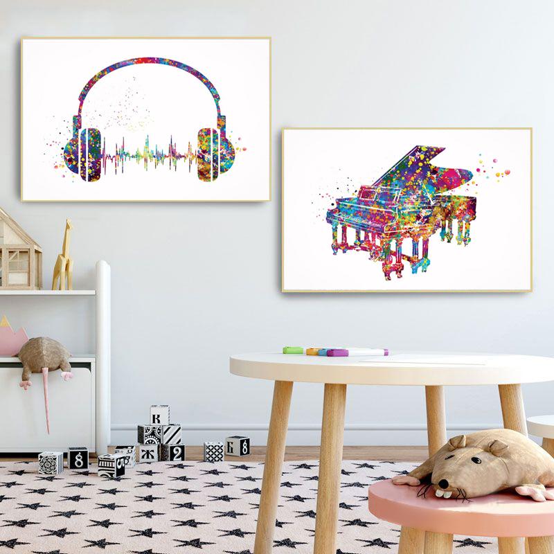 Music Notation Equipment Watercolor Poster Print Music Art Vintage Picture Wall Art Canvas Painting for Home Room Decor Cuadros