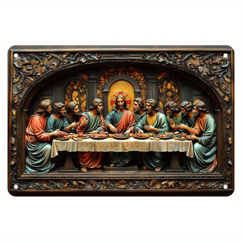 

2d Flat 30*20cm, Vintage Last Supper Wooden Sign, Elegant Religious Art Decor for Home, Wall Decoration and Festive Occasions. 30*20cm