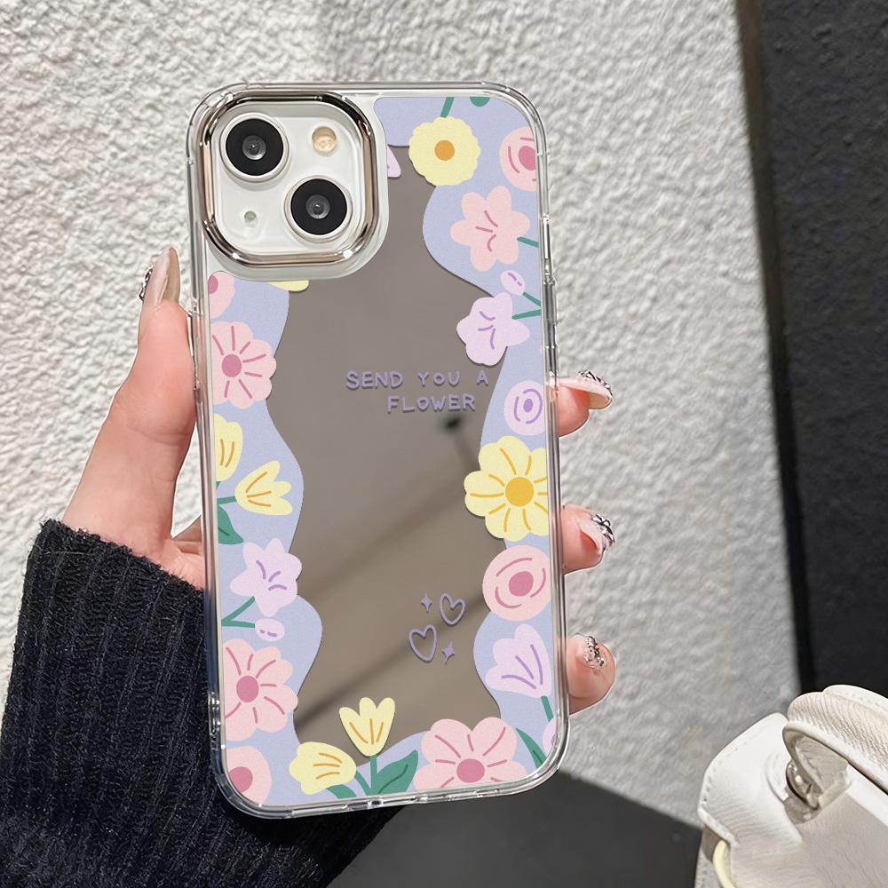 Printed Makeup Mirror Phone Case For IPhone 17 16 15 14 13 12 11 Pro Max 16E 17E Plus Bumper Shockproof Hard Coque Cover