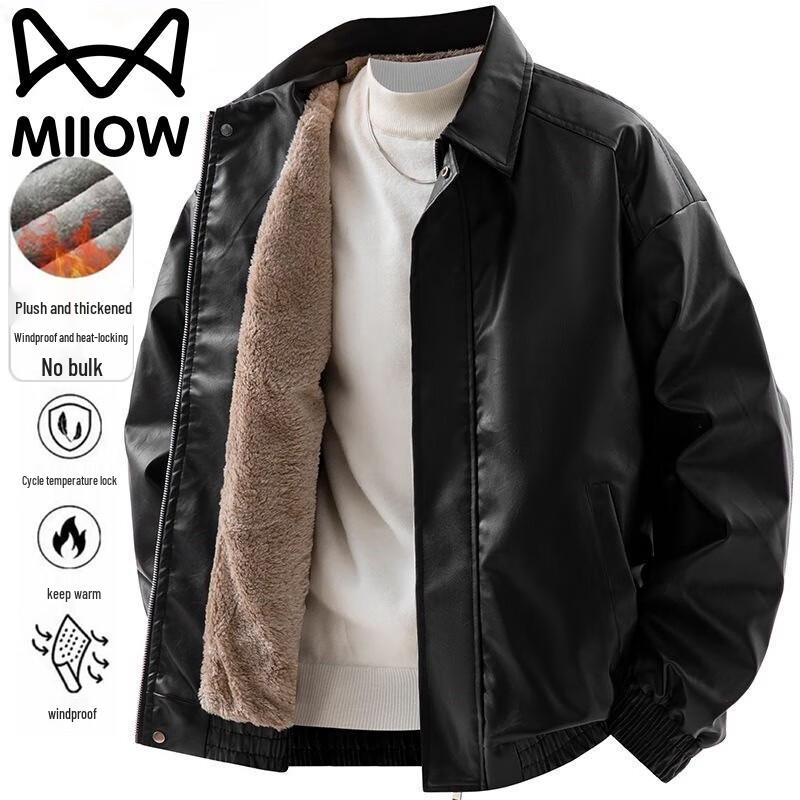 Mao Ren Men's Faux Leather Warm Jacket