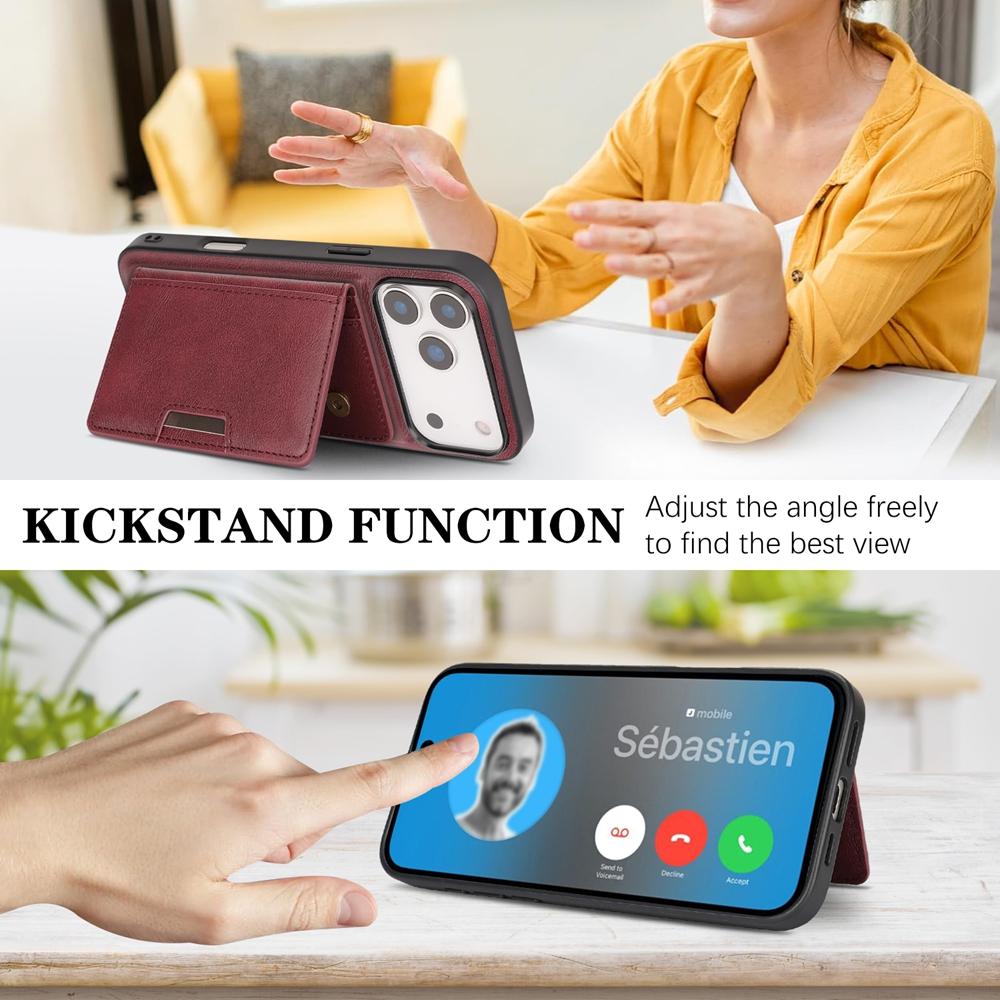 2-in-1 Lederhülle für iPhone 17 Air 16 Promax 15 Plus 14 Pro Max 13 Pm 12 Ständer Magsafe Kabelloses Laden Handyhülle