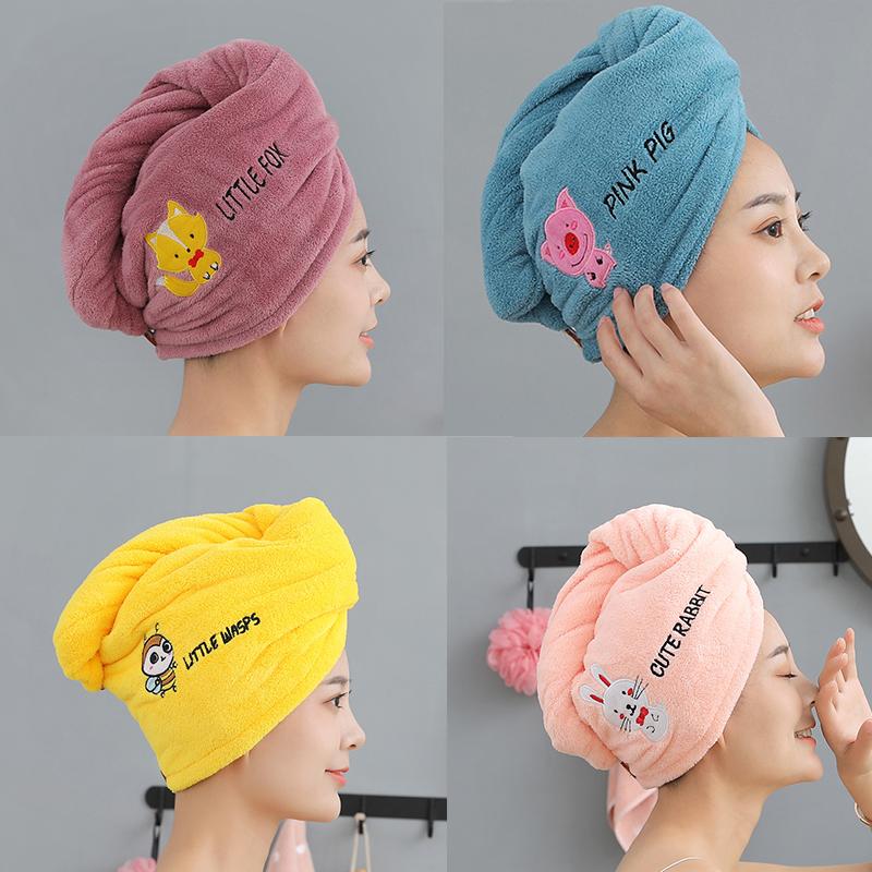 Magic Shower Hat Made of Microfiber, Double-layer Embroidery Towel, Bath Caps, A Hat for Dry Hair, A Quick -drying Soft Hat for A Lady, A Turban