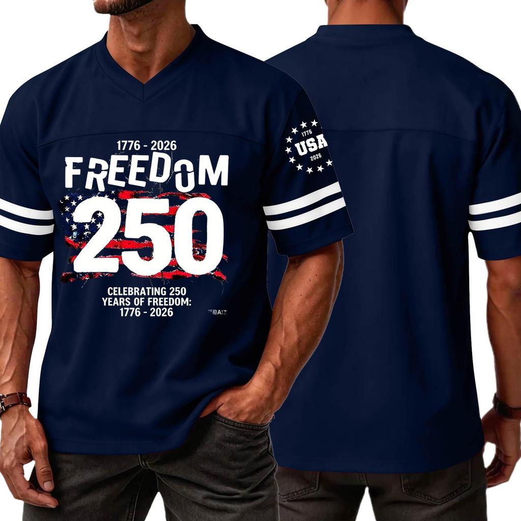 Casual V Neck Jersey Short Sleeve Sports T Shirt Celebrating 250 Years of Freedom 1776 2026 Lightweight Breathable Athletic Top