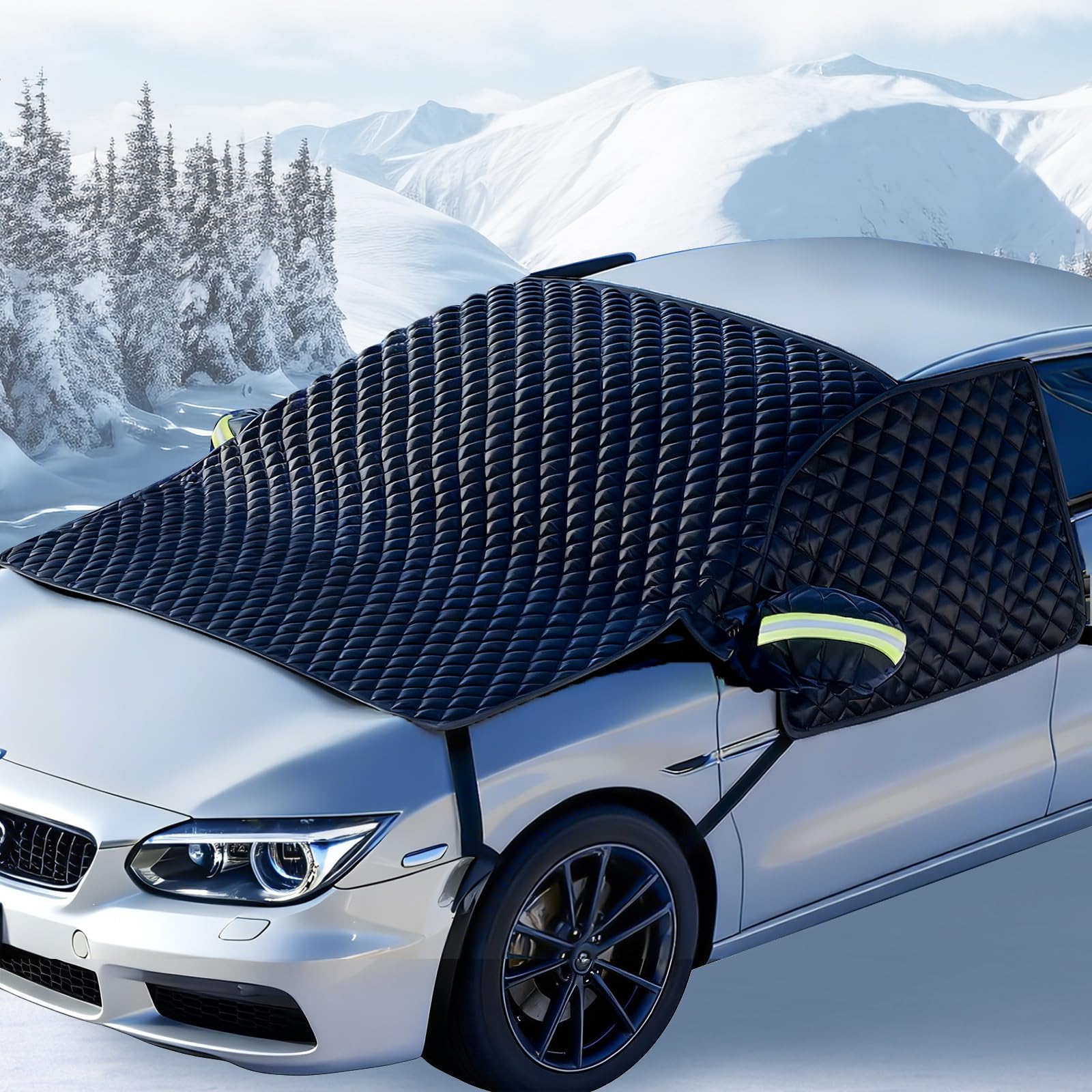 

2025 New Car Windshield Defrost Oxford Cloth Thick Composite for Light Secures with 6 Protects Against Strong Winds and Protects Side Windows and чёрный