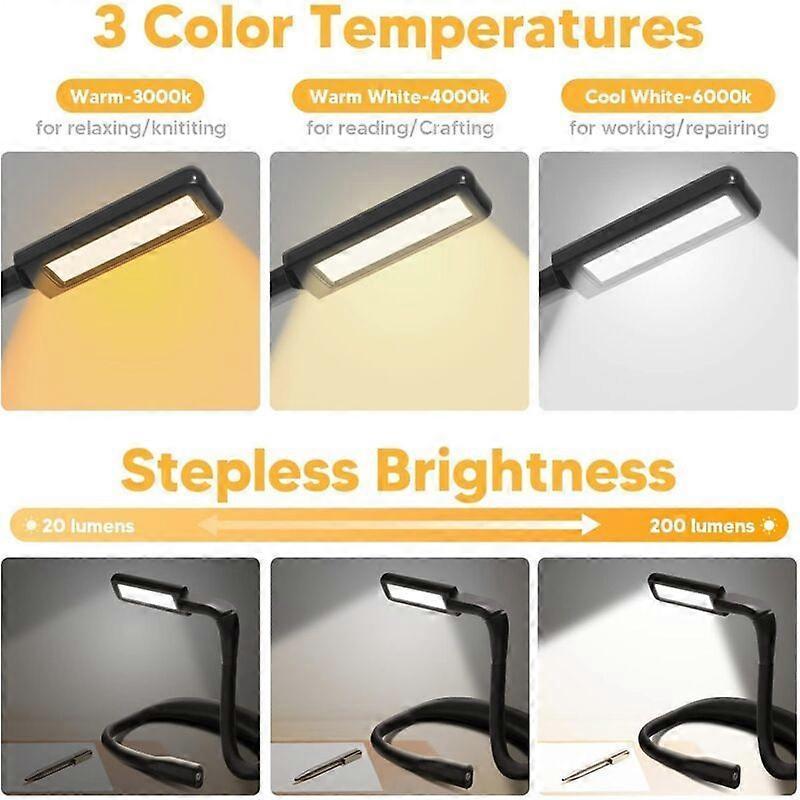 Reading Light Neck Reading Light - Rechargeable Reading Light In Bed, 3 Colors Flexible LED Reading Light Neck Lamp for Book