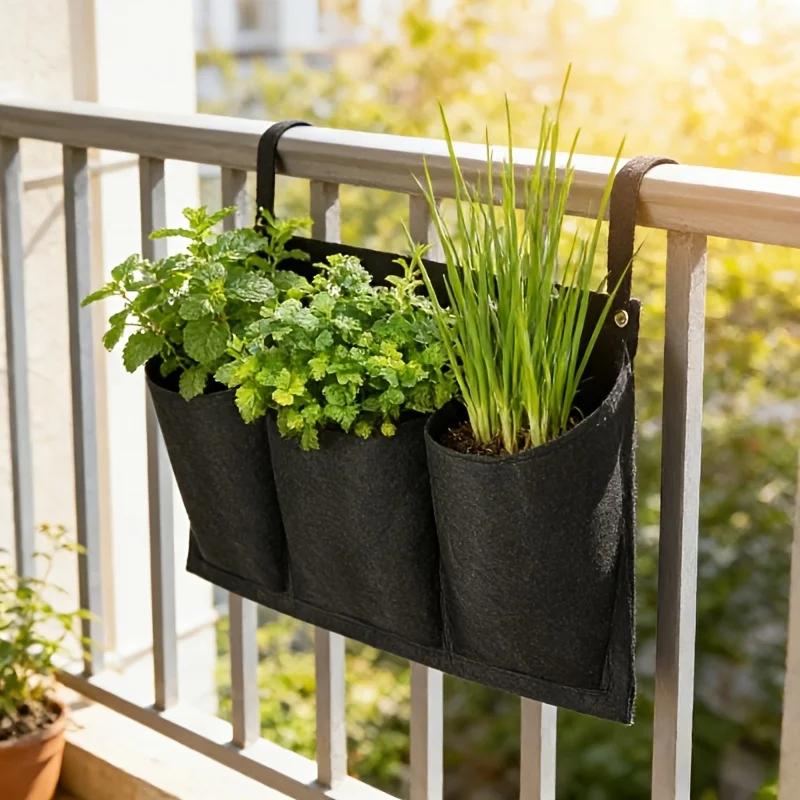 Wall-Mounted Felt Plant Grow Bag, 8 Scenarios Multi-Grid Non-Woven Flower Pouch for Wall Greening Decor
