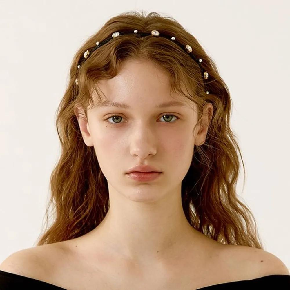 Deco Crystal Pearl Hairband JC004HB Gold