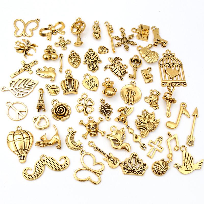 30pcs Mixed Styles Animal Heart Leaf Flower Crown Charms Pendants DIY Jewelry Findings for Necklace Bracelet Making Accessories