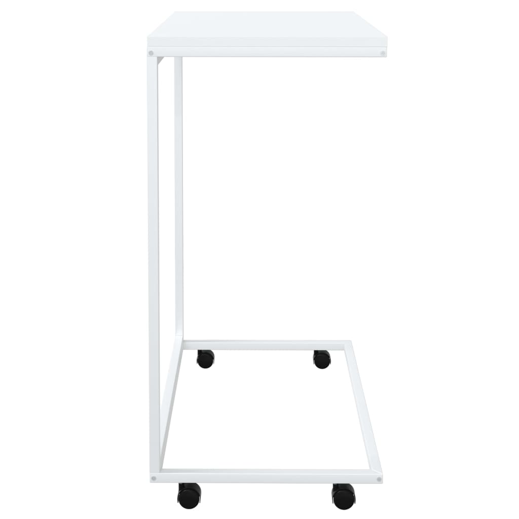  Side Table On Wheels, White, 55x35x70 Cm
