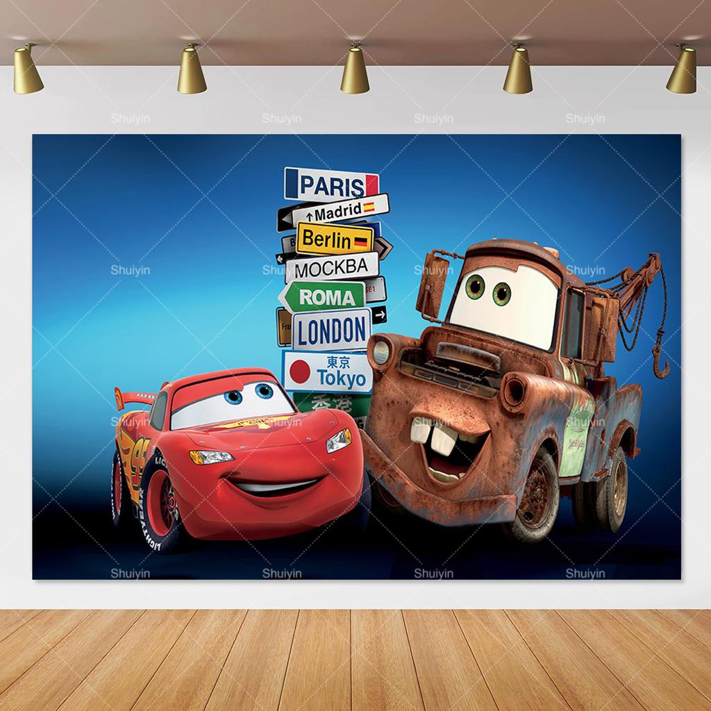 Disney Pixar Cars Lightning Mcqueen photo background for birthday party, studio photo background for kids, babies and baby welcome parties, AS41