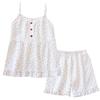 Japanese Cute Girl Suspender Nightdress Crepe Pajamas Summer Washed Cotton Gauze Shorts Loungewear Loose Suit