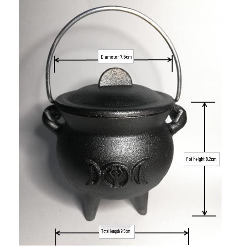 Handmade Cast Iron Geometric Tripod Pot: Retro Ornaments & Ritual Decor