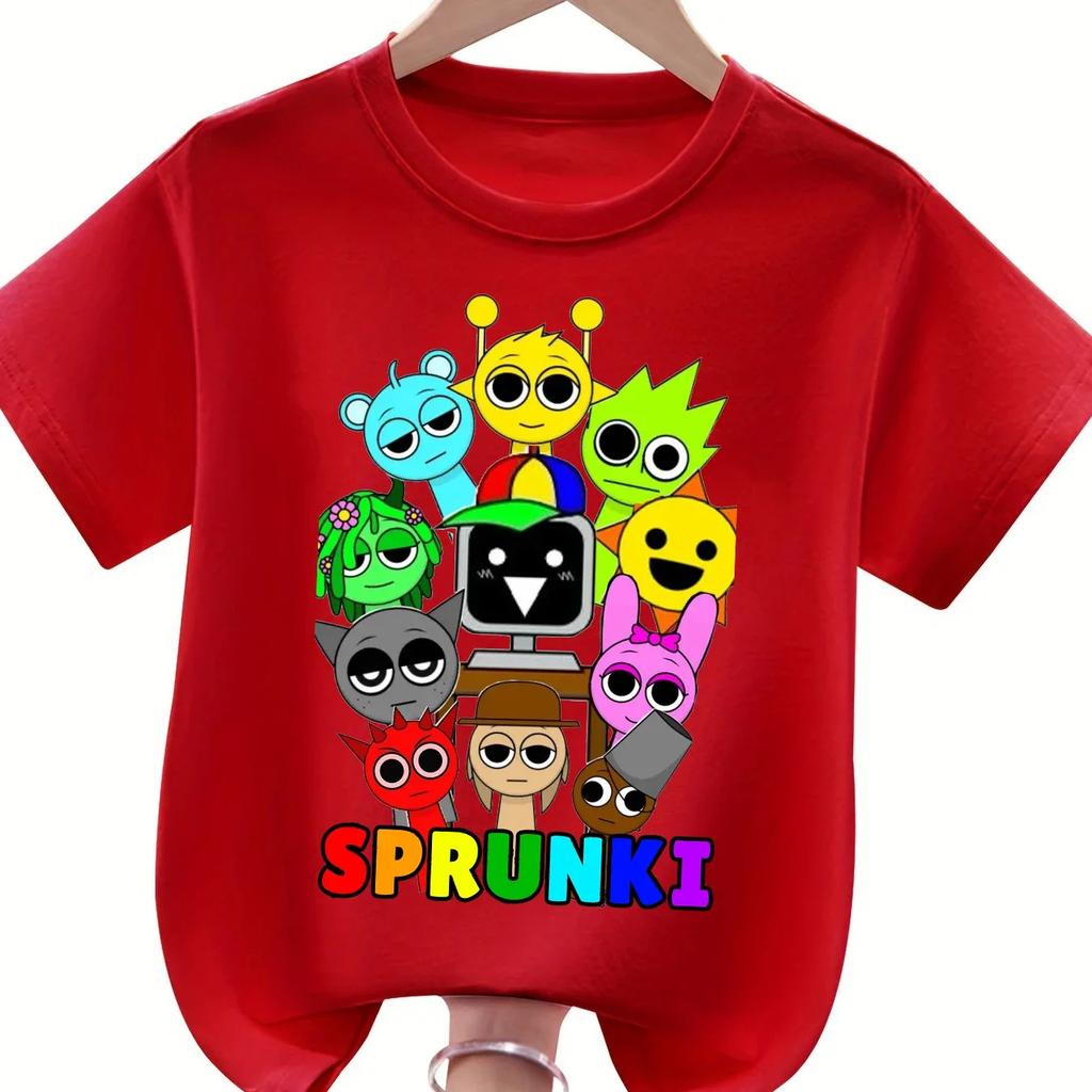 Sprunki Kids Tshirt Fashion Cartoon Figure Boys Girls Clothes Summer Round Neck Short Sleeve Tshirt Sprunki Childrens Clothing