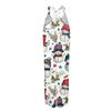 Women's Summer Suspender Jumpsuit with Retro Christmas Print and Non-Adjustable Straps