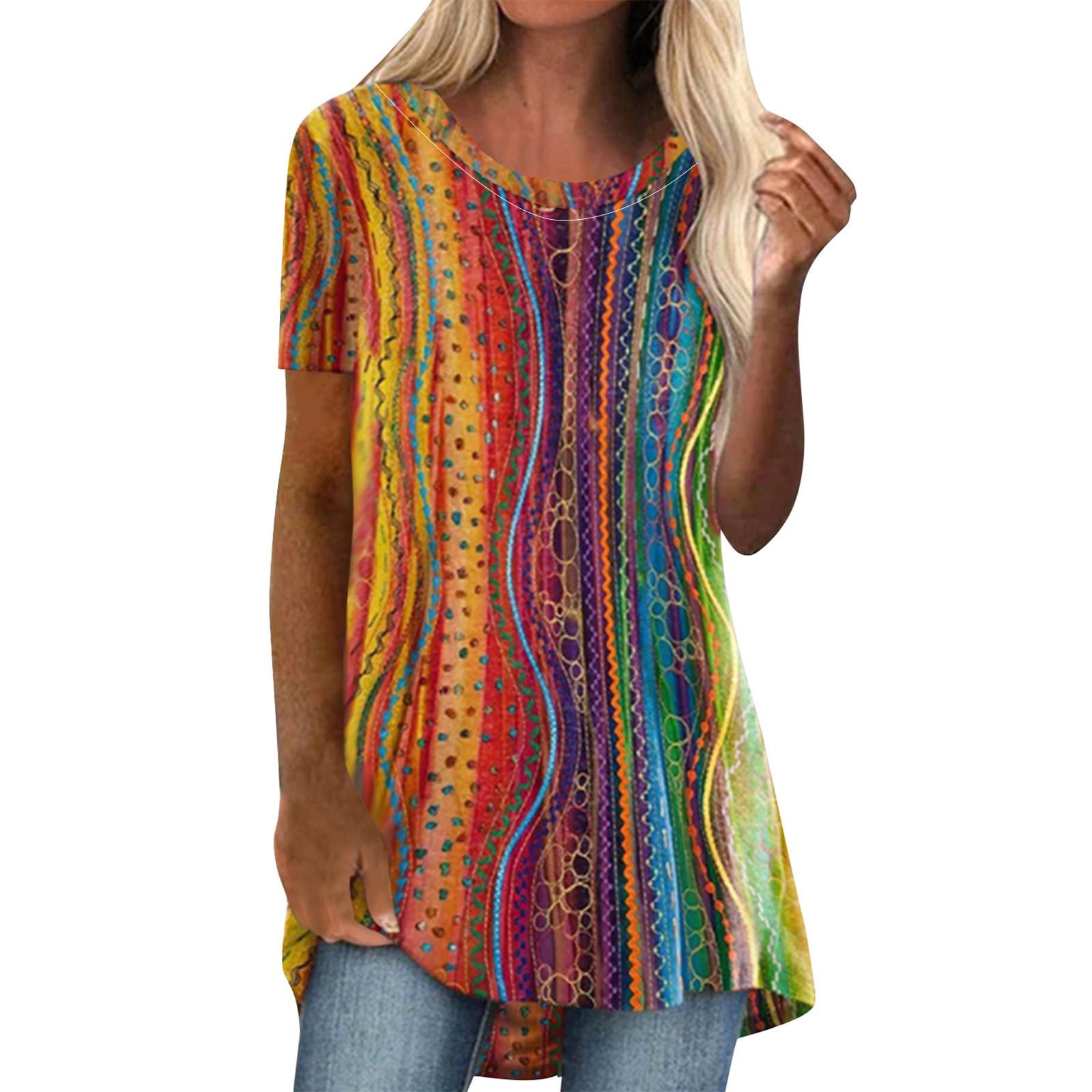 

Модная женская летняя повседневная пляжная свободная футболка с круглым вырезом и короткими рукавами с принтом, топы XXXL жёлтый