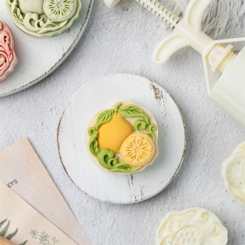 Pomelo and Pomegranate Pattern Mooncakes Press Delicate Embossing Mooncakes Molds Treat Stamps for Baking Lover